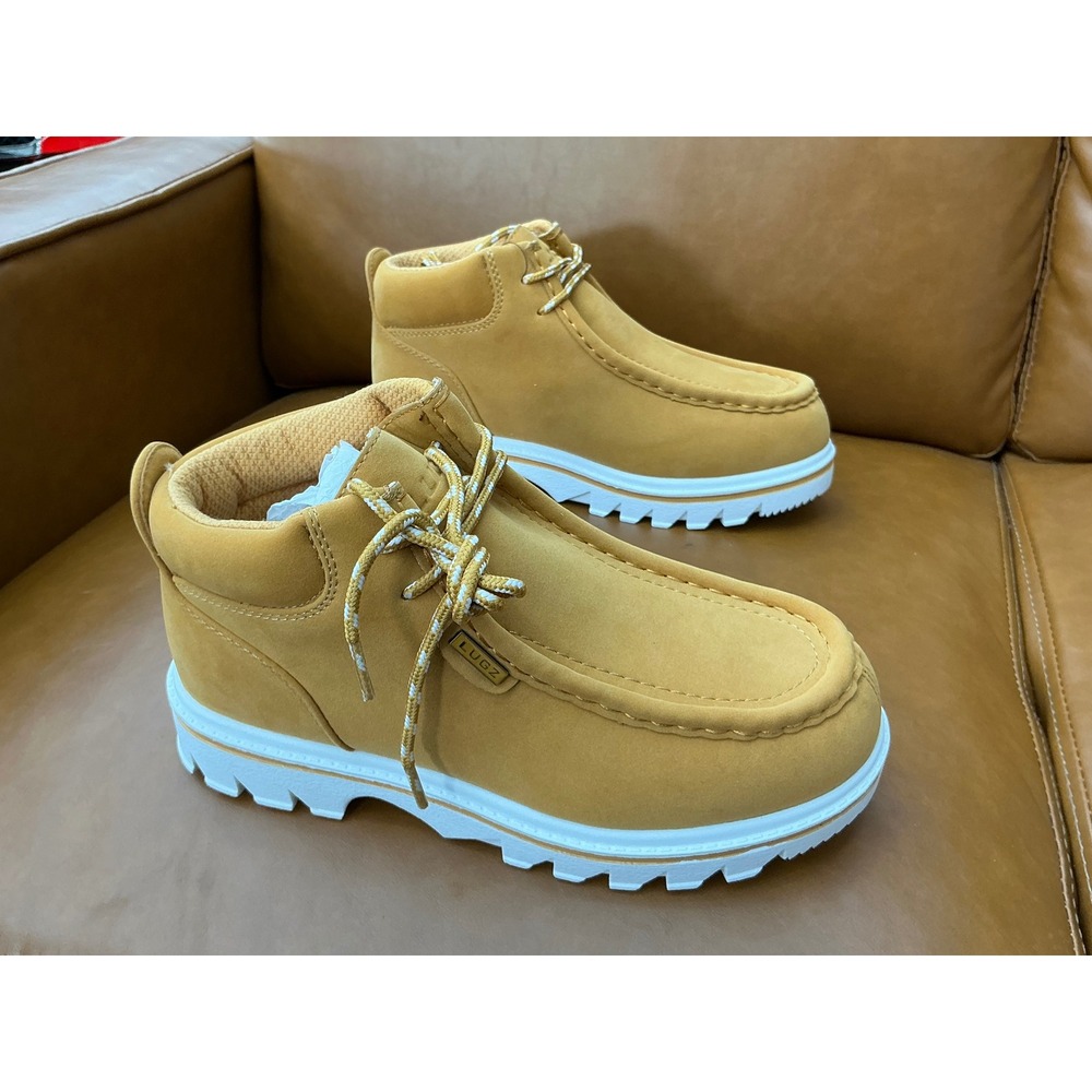 Lugz Fringe Wide Boots Mens 8W Golden Wheat New Moc Toe Chukka